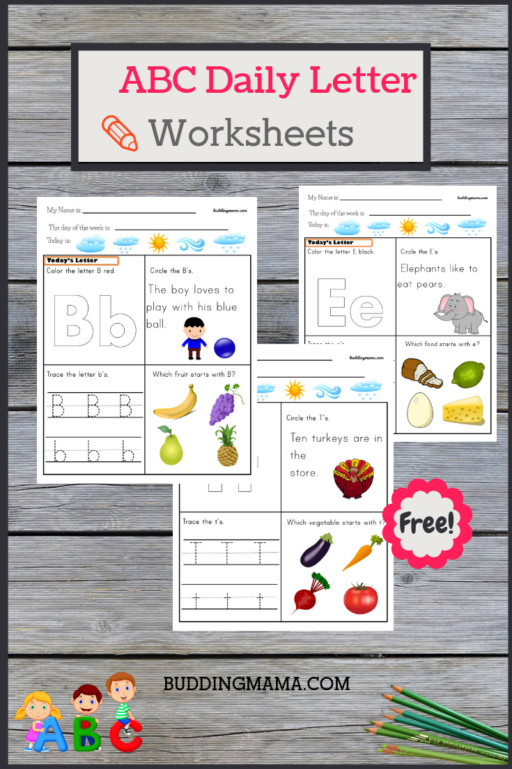 abc daily worksheets 26 pages alphabets budding mama children weather name activities free homeschool resources