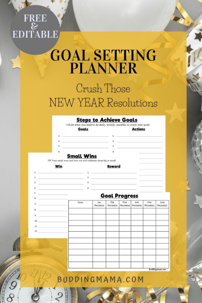 Goal setting planner freebie printable download new years resolution