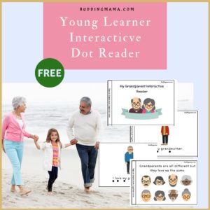 Grandparents day 13 page interactive dot reader for young learners by Budding Mama