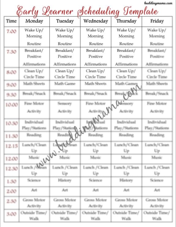 homeschool schedule template for early learners to create a schedule that works buddingmama