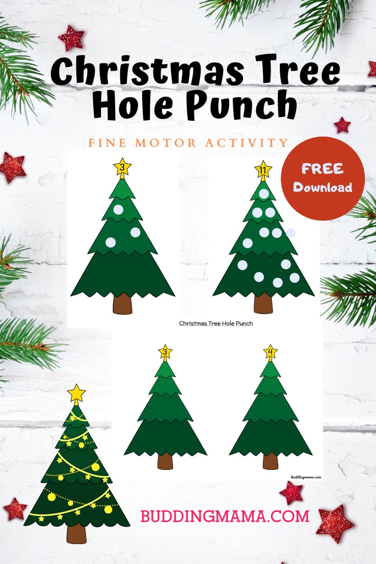 christmas tree hole punch activity worksheets pin