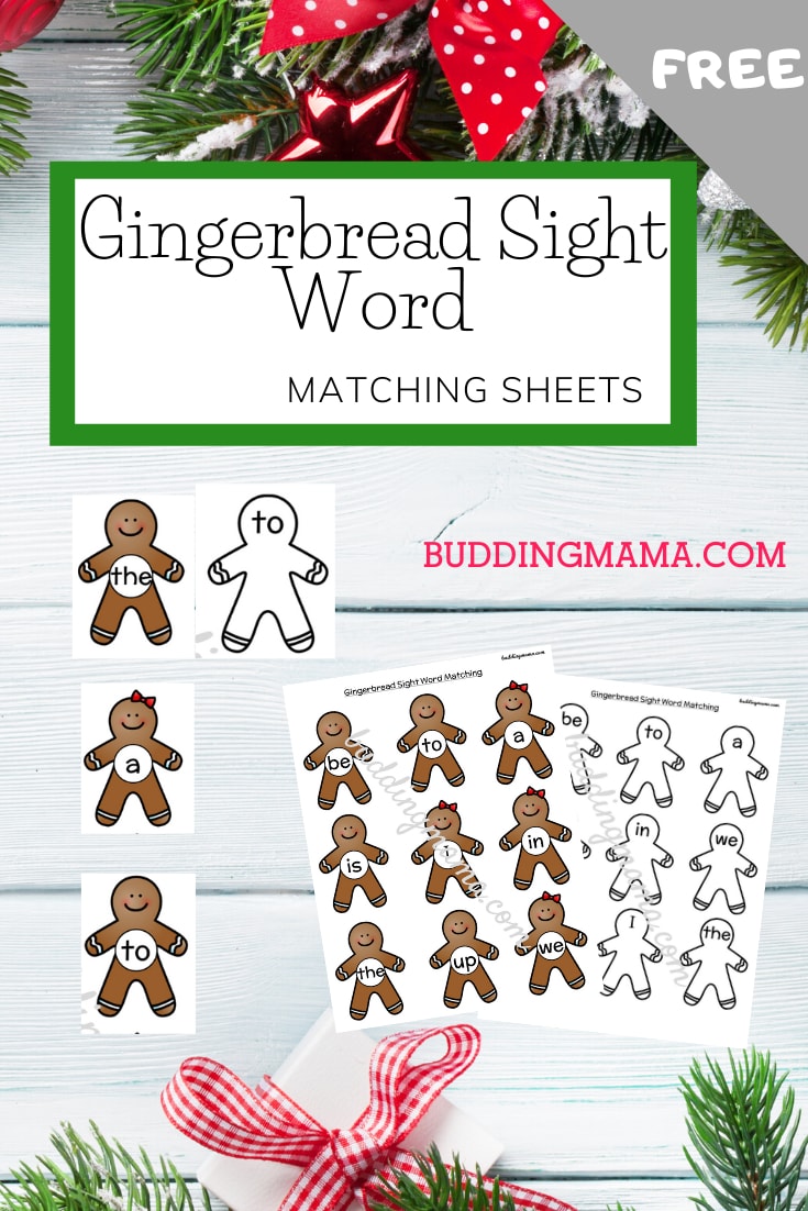 gingerbread sight word match activity sheets pin