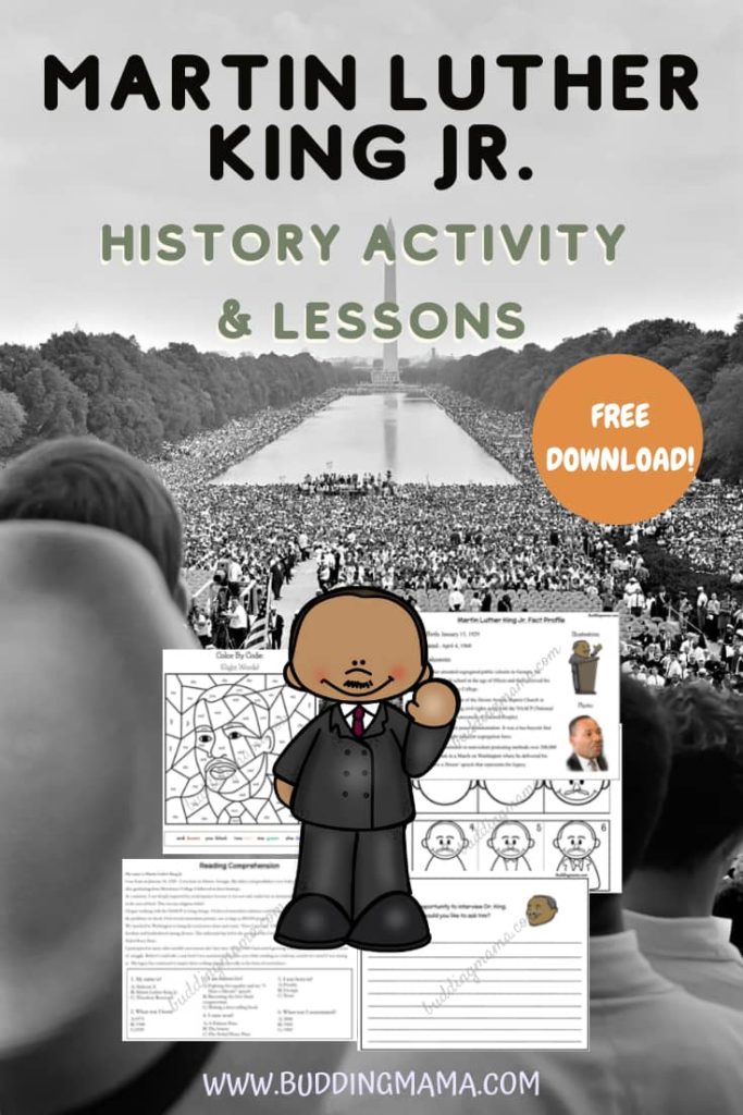 Martin Luther King Jr. Day History Activites for Kids Freebie Pinterest