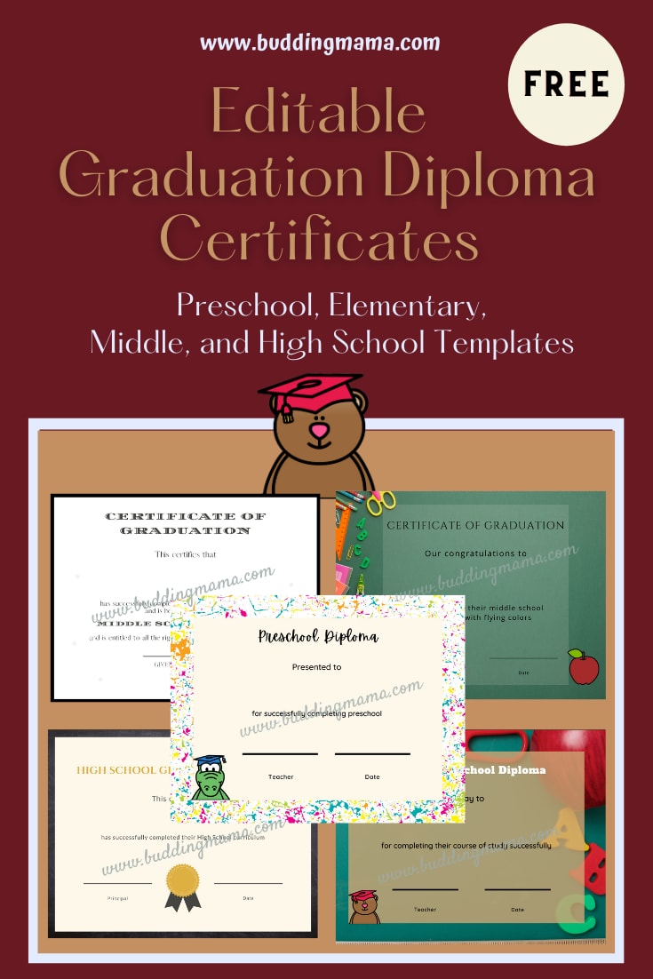 Homeschool Graduation Diploma Certificate Templates Preschool High Free Pin