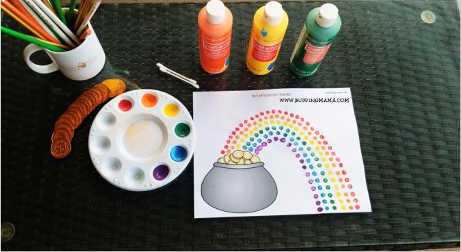 St Patrick's Day Easy Fun Art Craft Rainbow Dotting Budding Mama