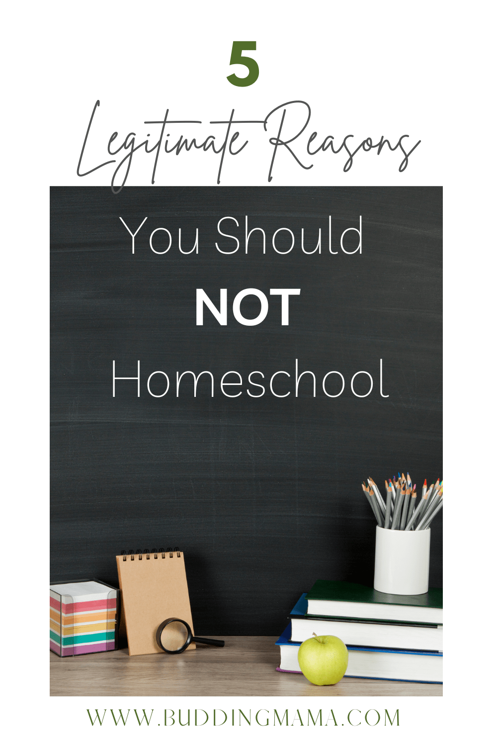 5 reasons not to homeschool chalkboard budding mama