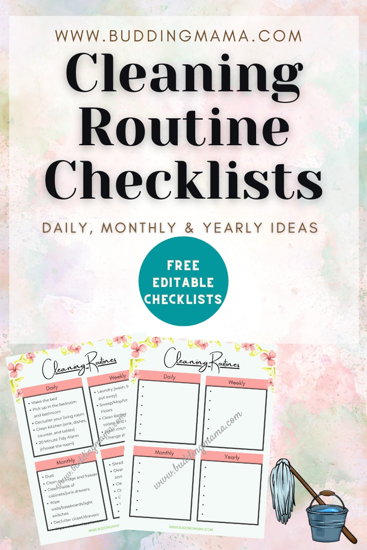 Cleaning Routine Checklists Daily Monthly Yearly (2) Free Editable Printable