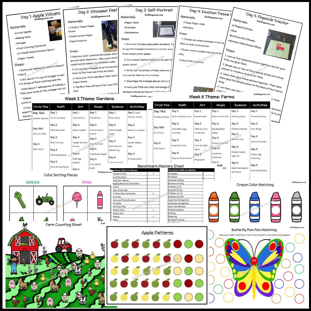 preschool curriculum master byndle buddingmama butterflies preview guide emotions farms about me farms