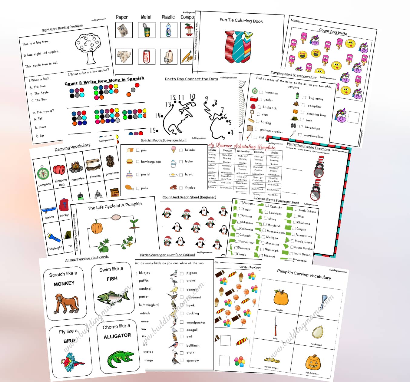 budding mama homeschool resources freebies preview