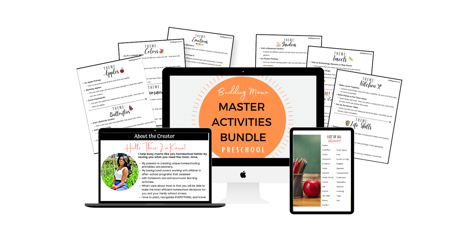 budding mama master activities curriculum bundle preschool pre-k toddlers graphic