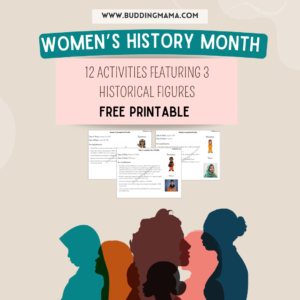 Women's History Month Pack Freebie graphic buddingmama  bessie coleman malala mae jemison